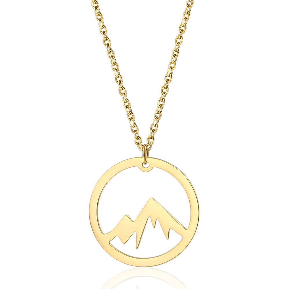 MOUNTAIN ROCKS Climbing Accessories Gold with chains Mountain Pendant Necklace Gold Silver Minimalist Nature Snow Mountain Necklace For Women Men Fashion Adventure Jewelry Gift