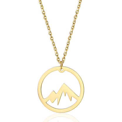 MOUNTAIN ROCKS Climbing Accessories Gold with chains Mountain Pendant Necklace Gold Silver Minimalist Nature Snow Mountain Necklace For Women Men Fashion Adventure Jewelry Gift
