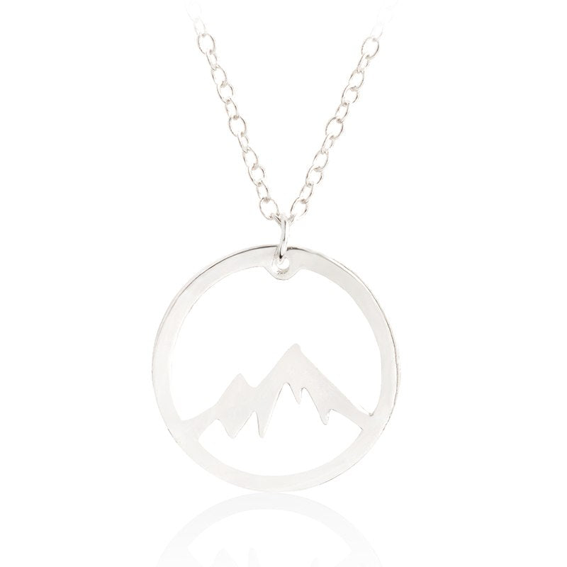 MOUNTAIN ROCKS Climbing Accessories Mountain Pendant Necklace Gold Silver Minimalist Nature Snow Mountain Necklace For Women Men Fashion Adventure Jewelry Gift
