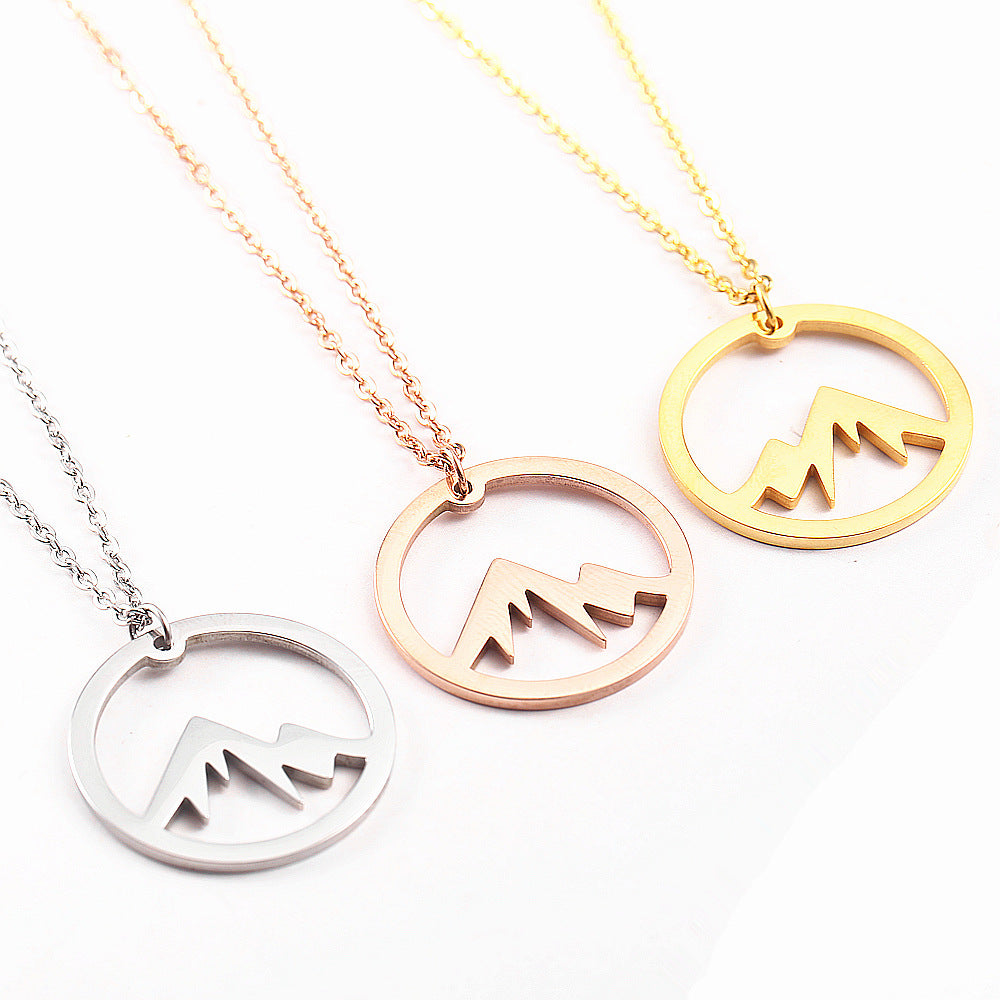 MOUNTAIN ROCKS Climbing Accessories Mountain Pendant Necklace Gold Silver Minimalist Nature Snow Mountain Necklace For Women Men Fashion Adventure Jewelry Gift