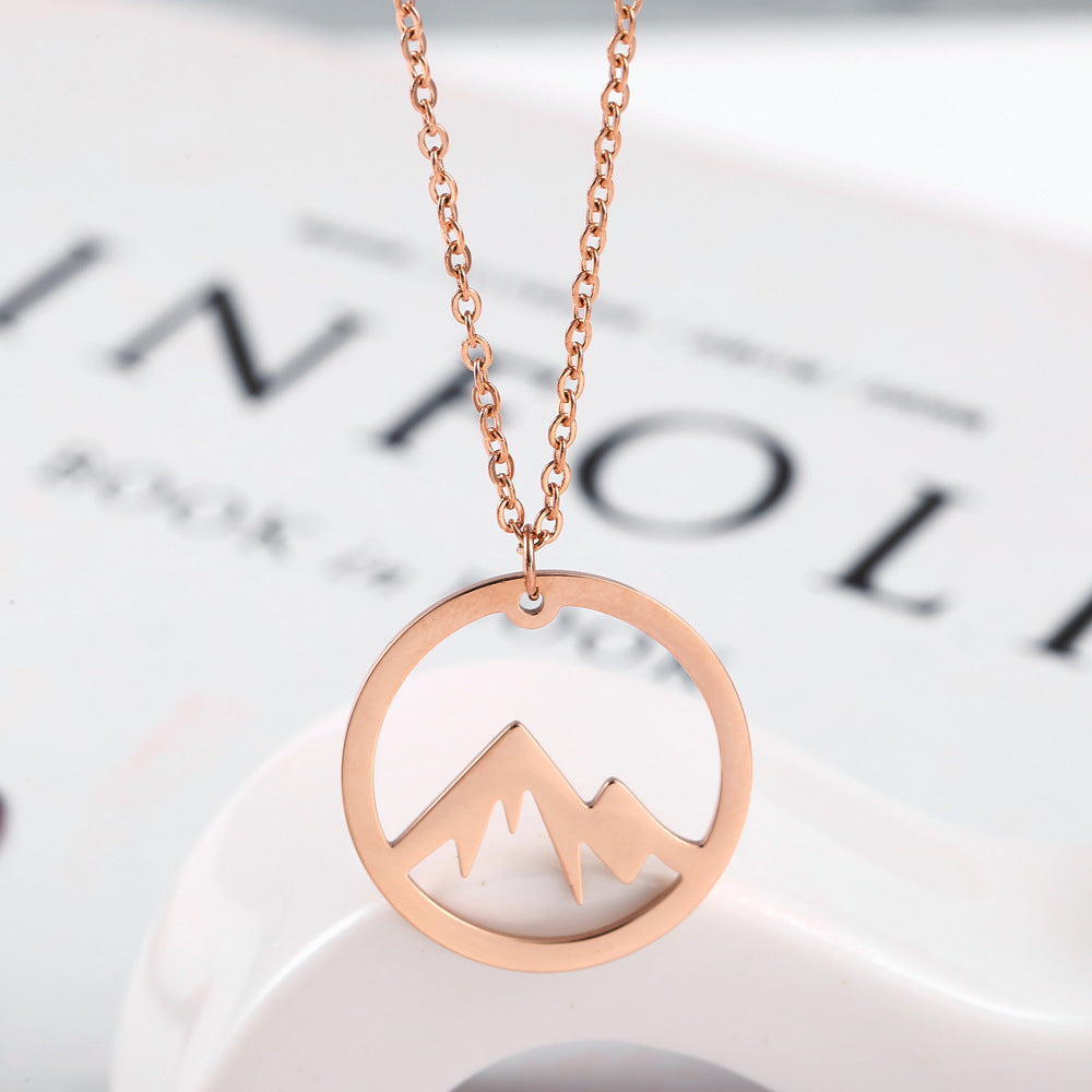 MOUNTAIN ROCKS Climbing Accessories Mountain Pendant Necklace Gold Silver Minimalist Nature Snow Mountain Necklace For Women Men Fashion Adventure Jewelry Gift