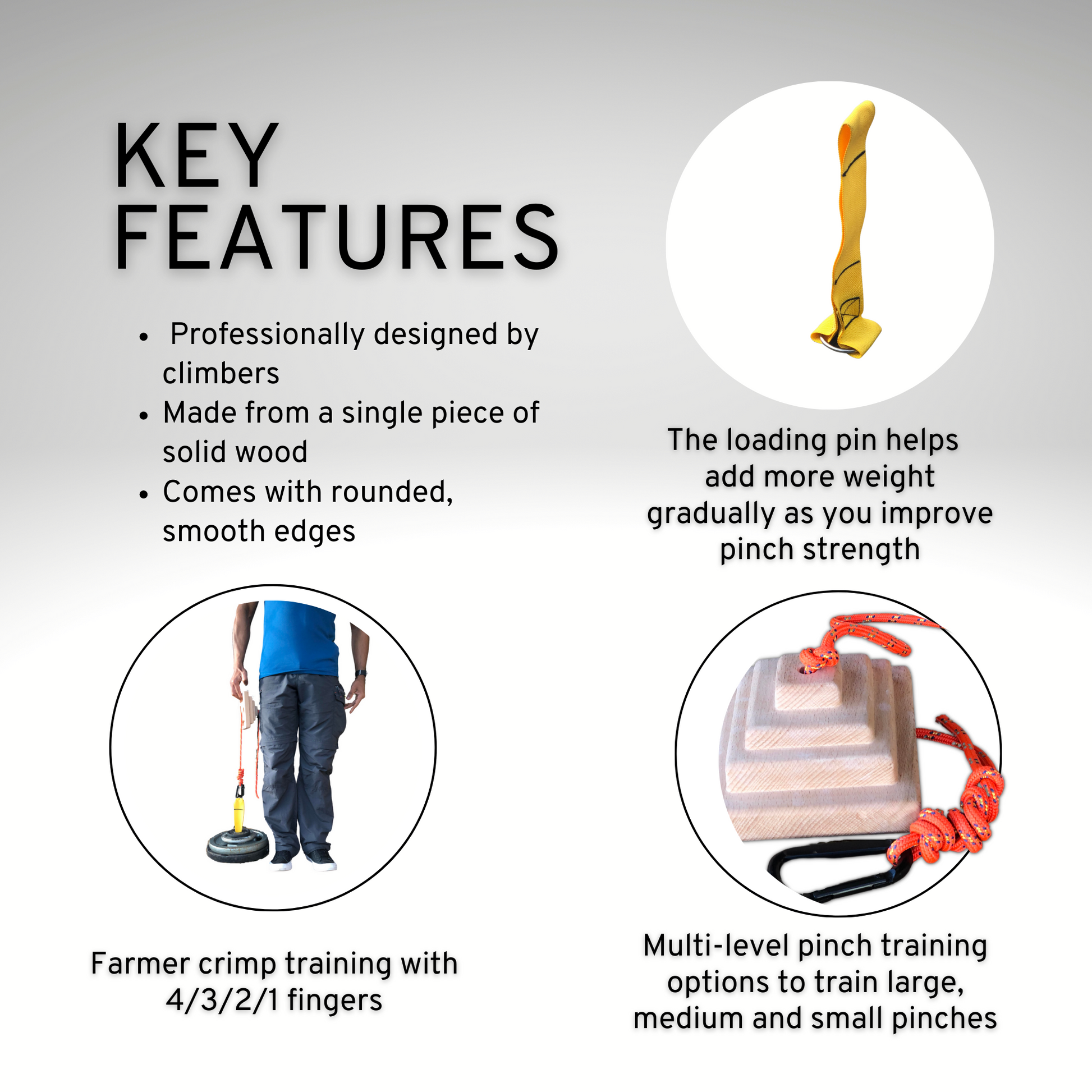 MOUNTAIN ROCKS Climbing Accessories Pinch Block for Grip Strength Training with Loading Pin