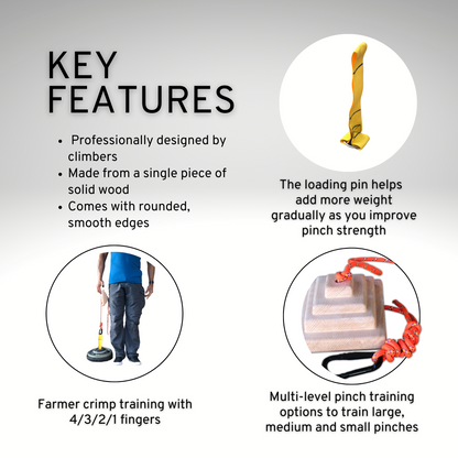 MOUNTAIN ROCKS Climbing Accessories Pinch Block for Grip Strength Training with Loading Pin