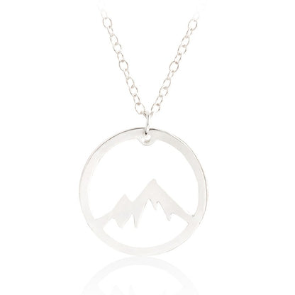 MOUNTAIN ROCKS Climbing Accessories Silver Mountain Pendant Necklace Gold Silver Minimalist Nature Snow Mountain Necklace For Women Men Fashion Adventure Jewelry Gift