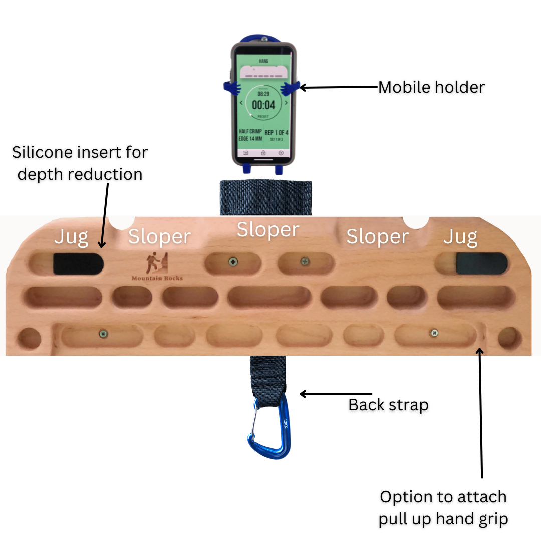 MOUNTAIN ROCKS climbing training equipment Climbing Hangboard Wildwood 2001 with Back Strap