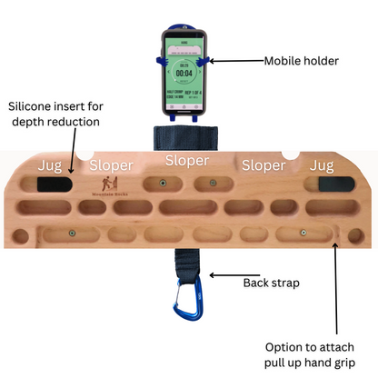 MOUNTAIN ROCKS climbing training equipment Climbing Hangboard Wildwood 2001 with Back Strap