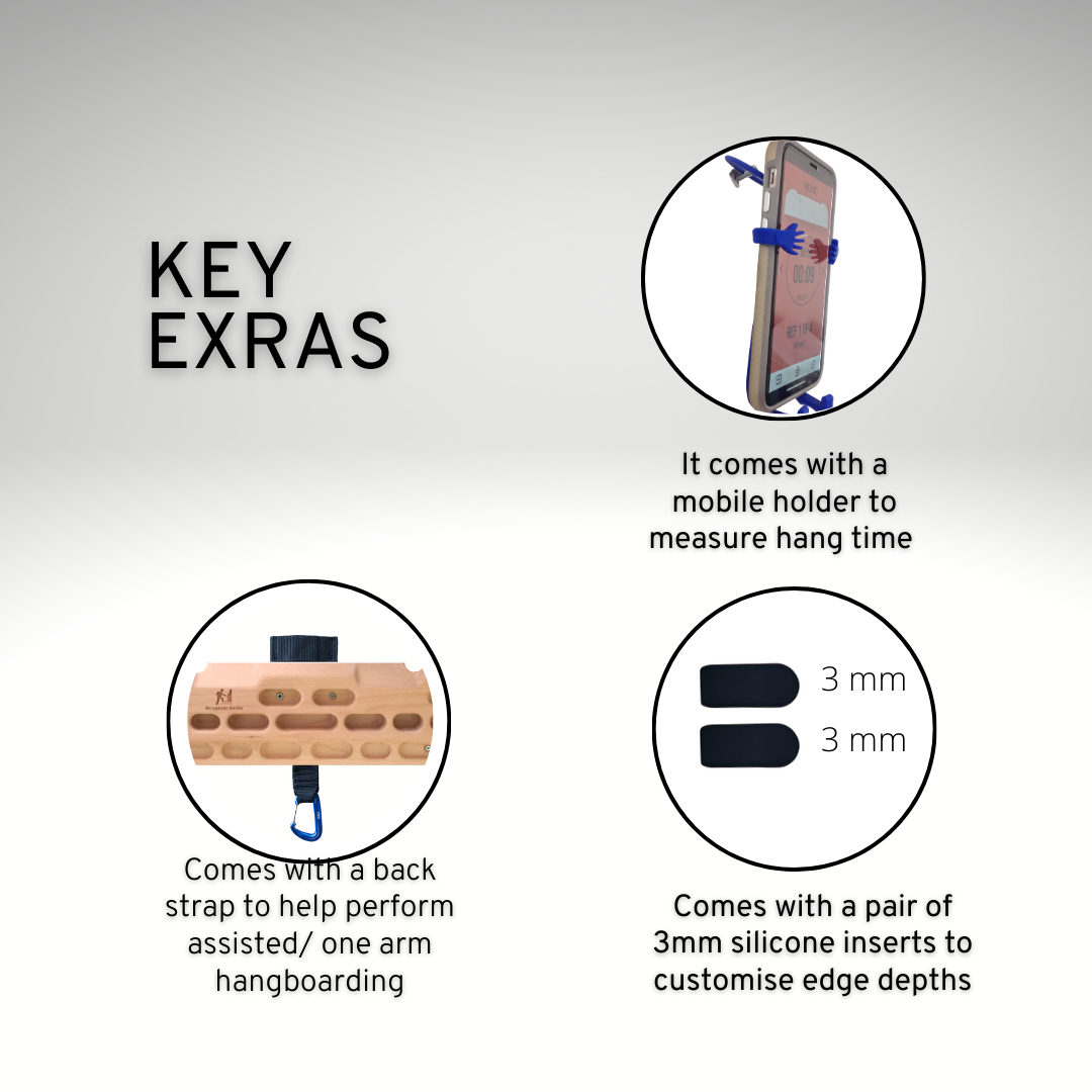 MOUNTAIN ROCKS climbing training equipment Climbing Hangboard Wildwood 2001 with Back Strap